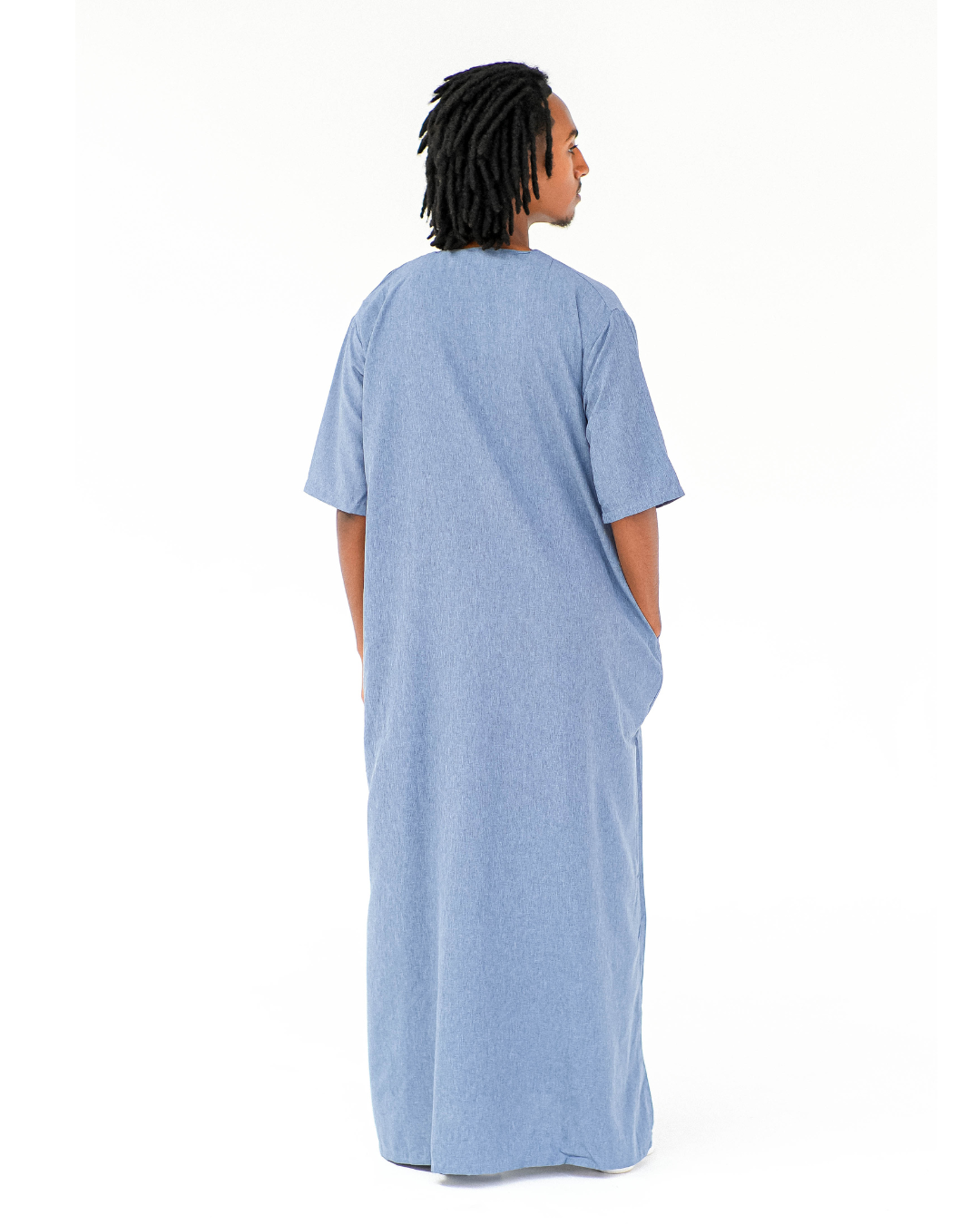 Linen Short Sleeve Thobe | Light Blue