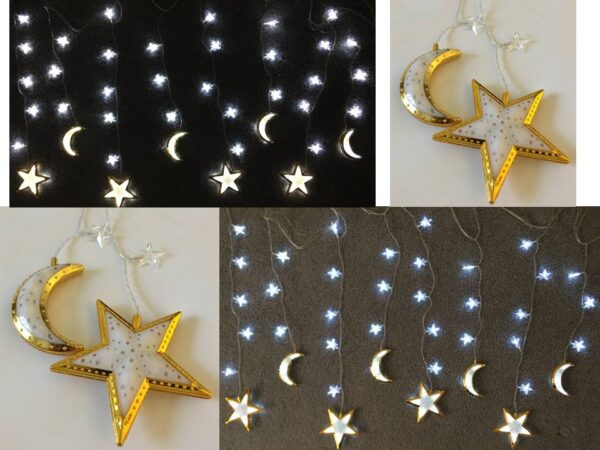 8 Rim Moon Star & 32 extra Stars Lights | Silver