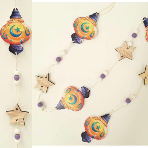 Long Garland Lanterns with Moon & Star | Purple