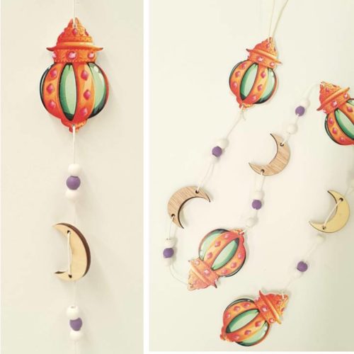 Long Garland Ramadan Lanterns | Orange & Green