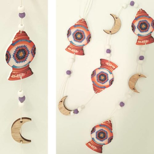 Long Garland Ramadan Lanterns | Red & Electric Blue