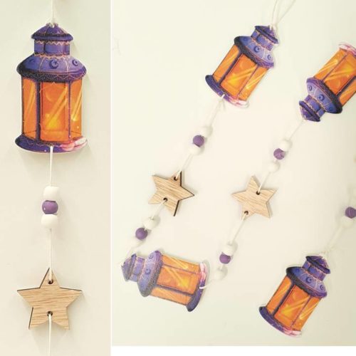 Round Base Long Garland Lanterns | Purple