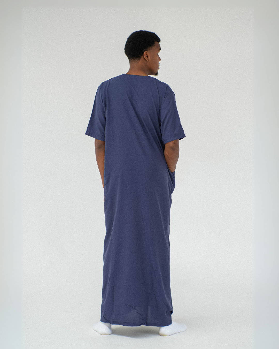 Linen Short Sleeve Thobe | Navy