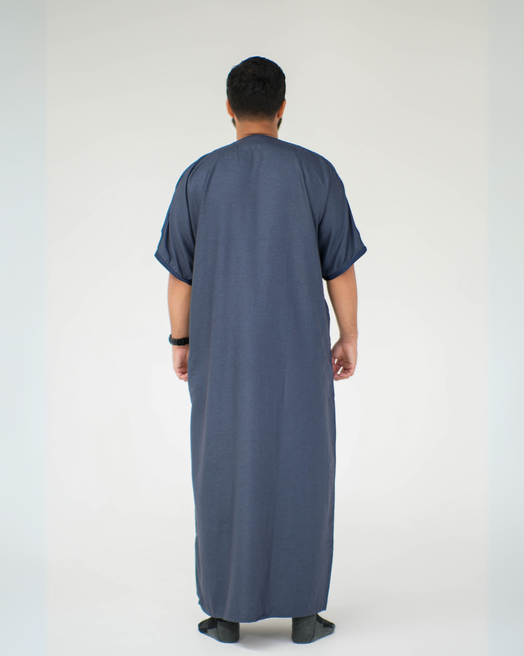 Premium Moroccan Short Sleeve Thobe | Navy