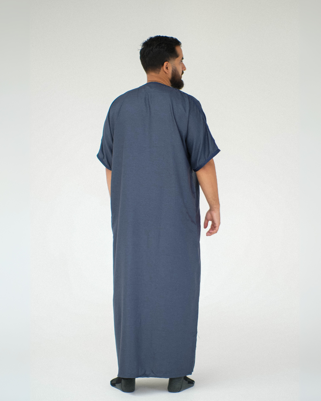 Premium Moroccan Short Sleeve Thobe | Navy