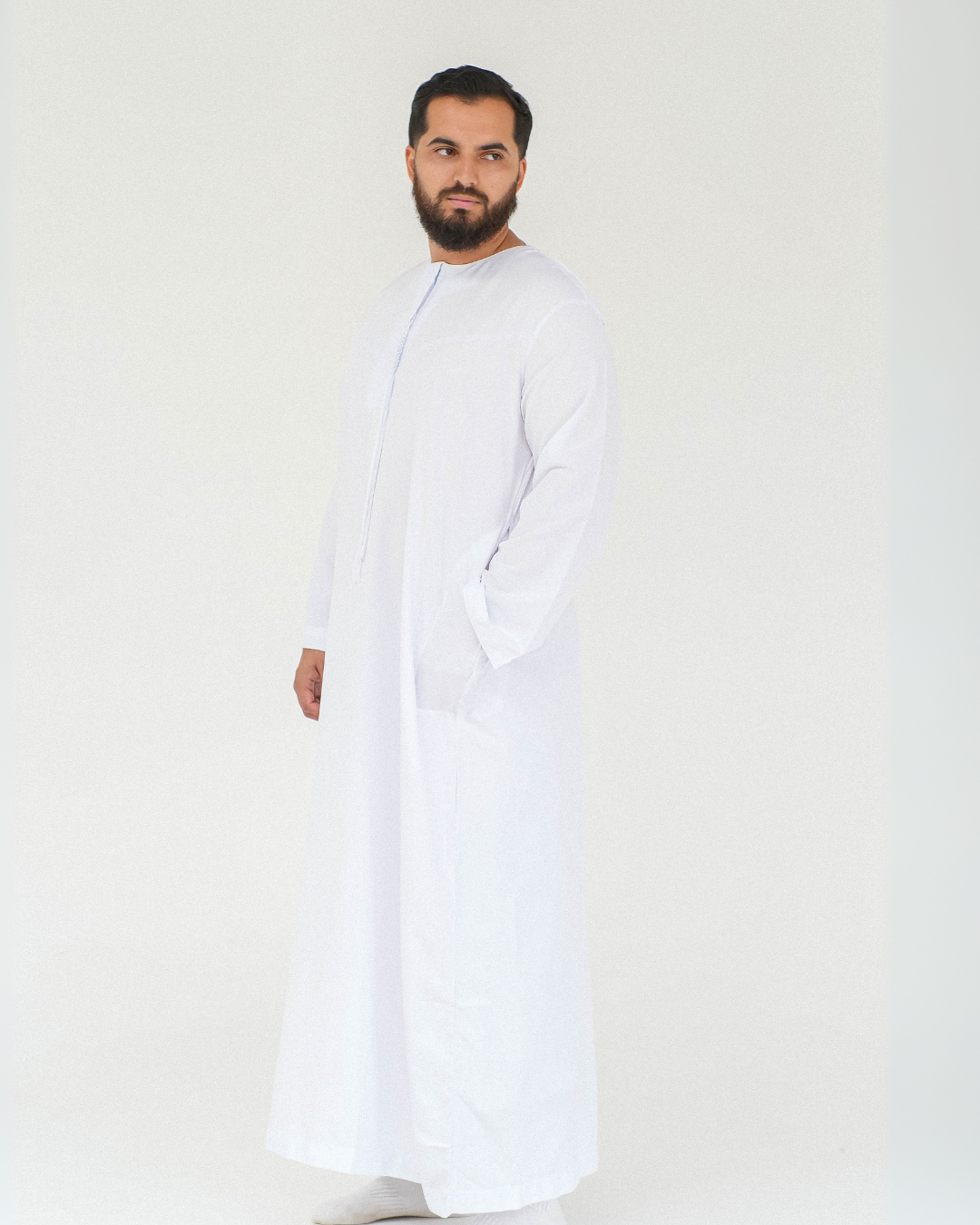 Adrees Omani Long Sleeve Thobe | White