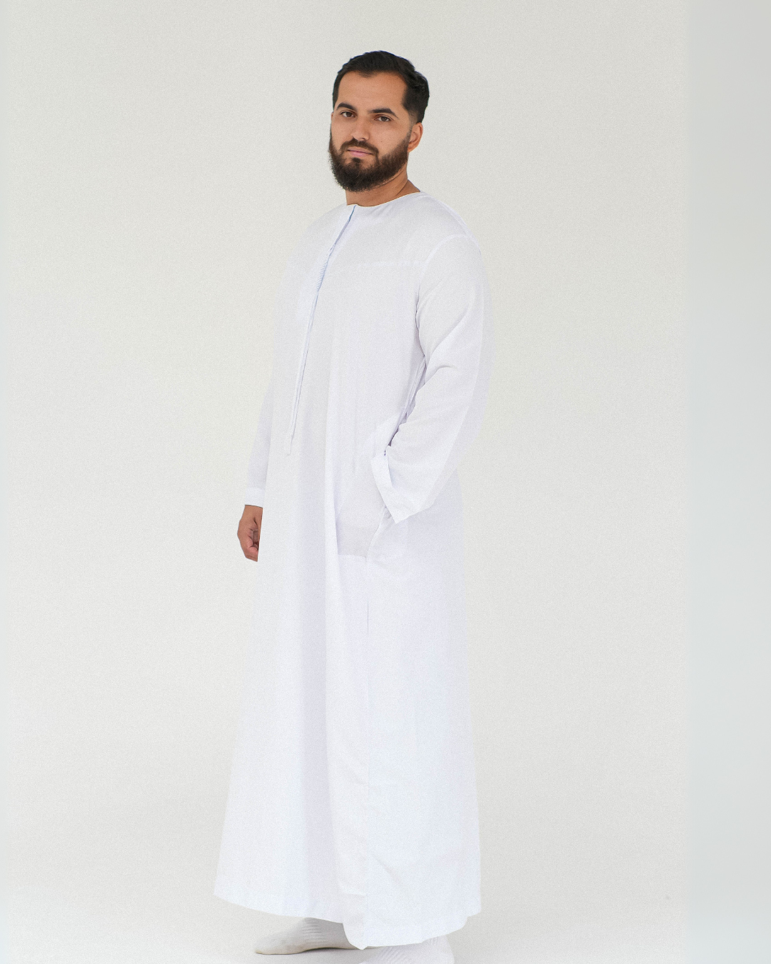 Adrees Omani Long Sleeve Thobe | White