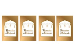 Set of 4 Ramadan Cards | Gold & White