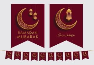 Ramadan Mubarak Flags | Burgundy