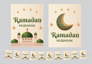 Ramadan Mubarak Flags | Cream & Green