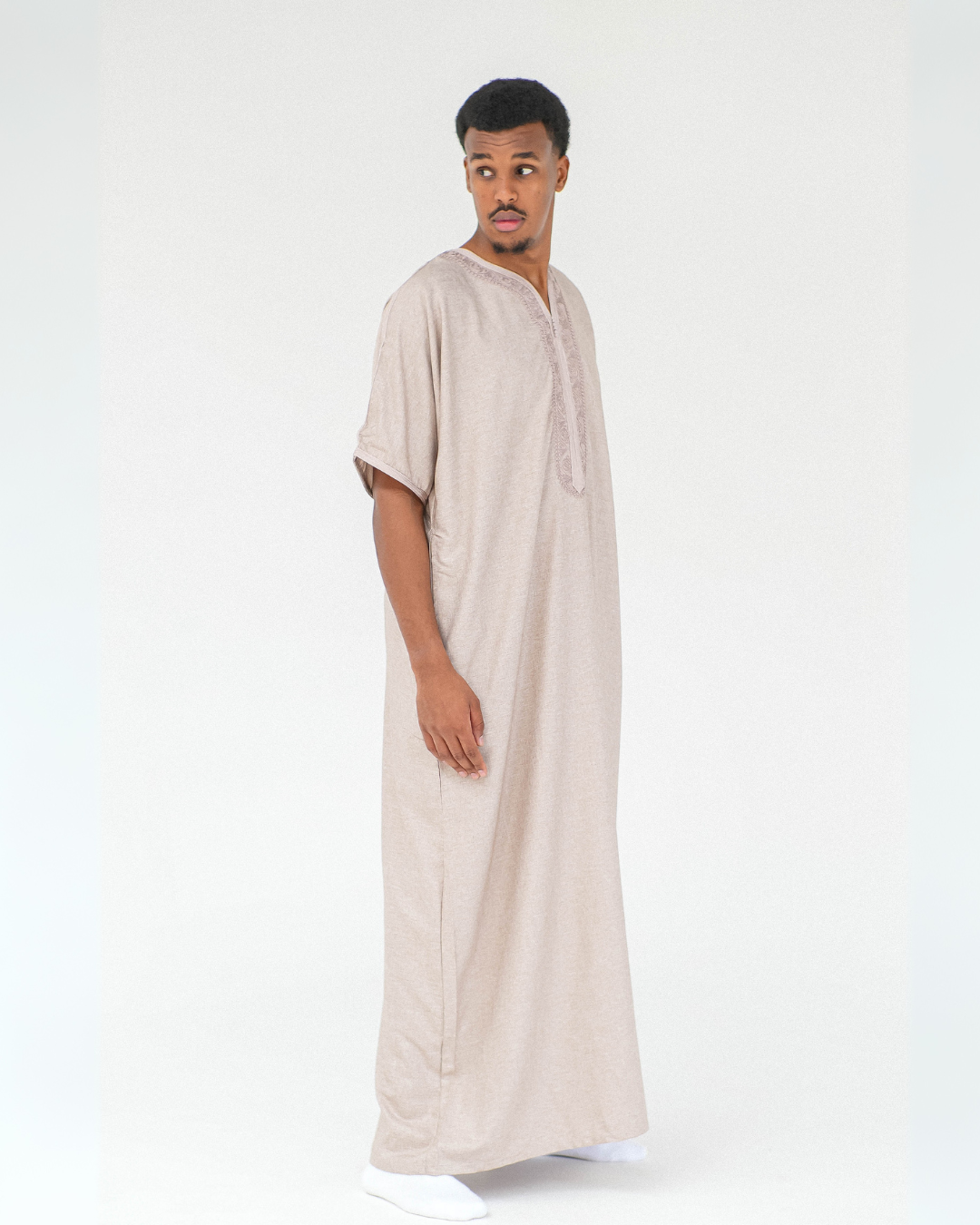 Premium Moroccan Short Sleeve Thobe | Sand