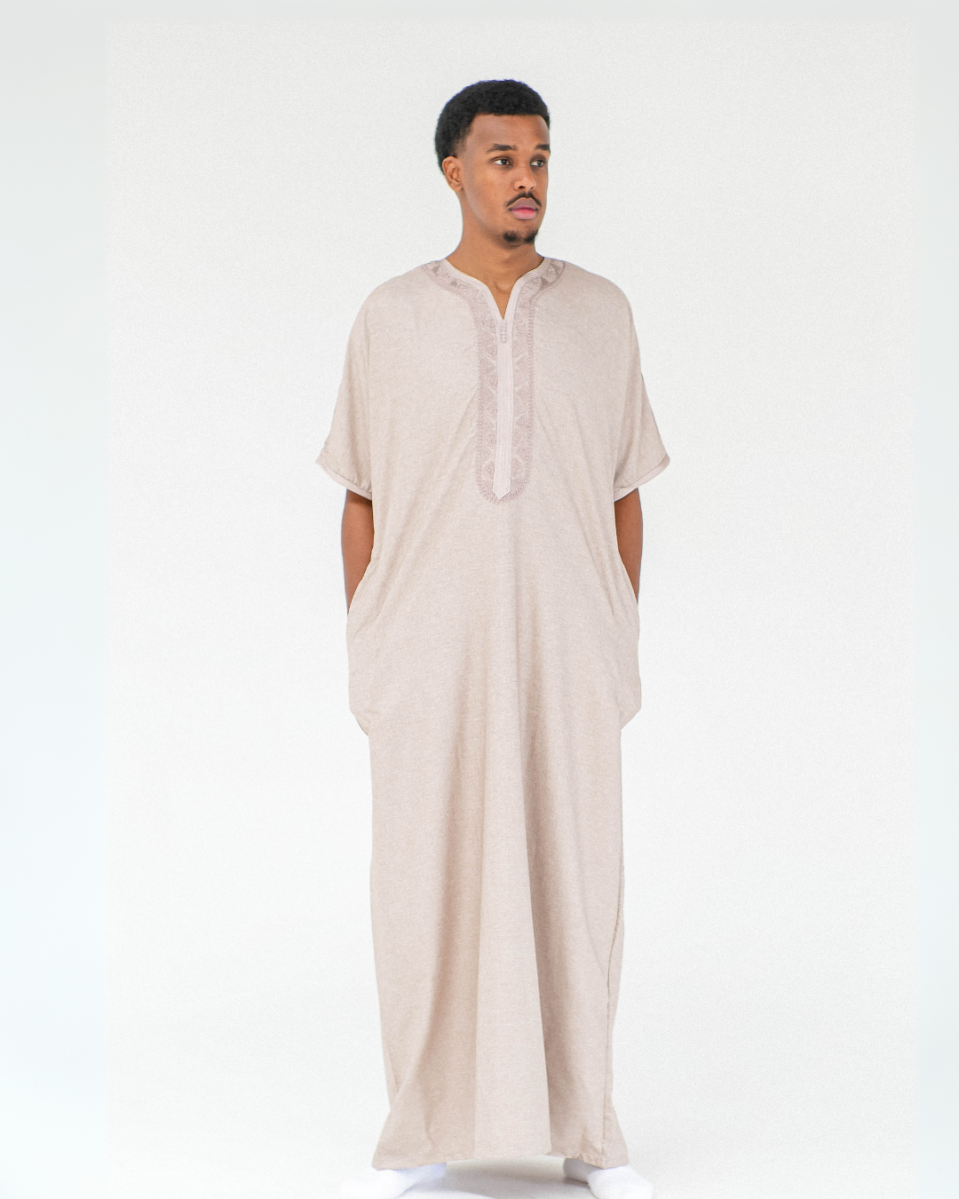 Premium Moroccan Short Sleeve Thobe | Sand