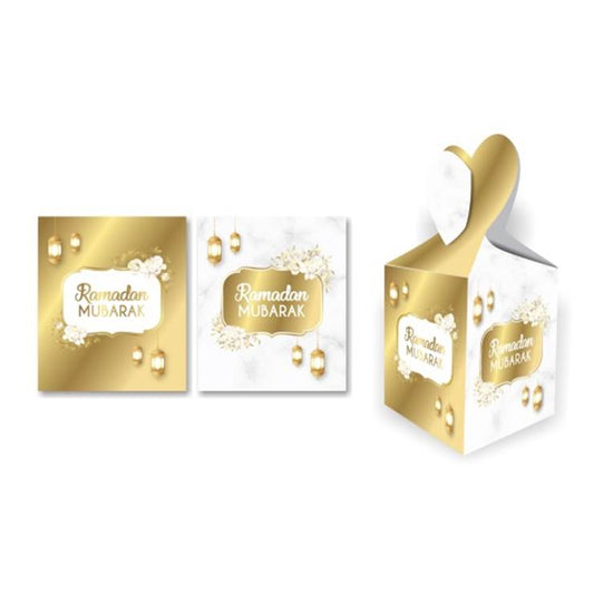 6 pack of Ramadan Mubarak Gift Boxes | Marble & Gold
