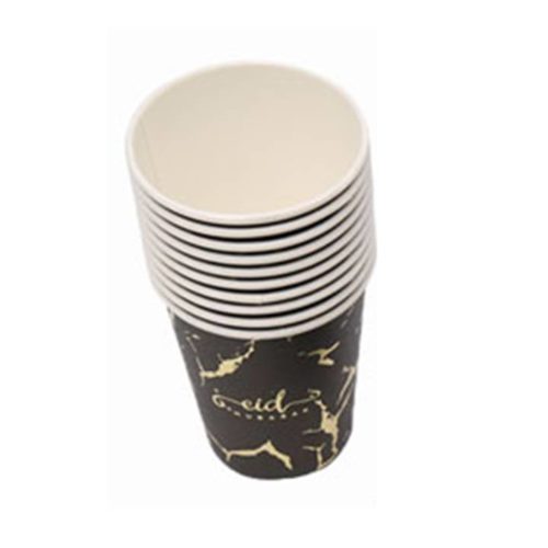 10 pack of Eid Mubarak Paper Cups | Black Marble