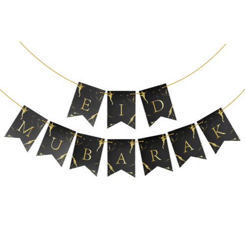 Eid Mubarak Single Letter Flags | Black Marble