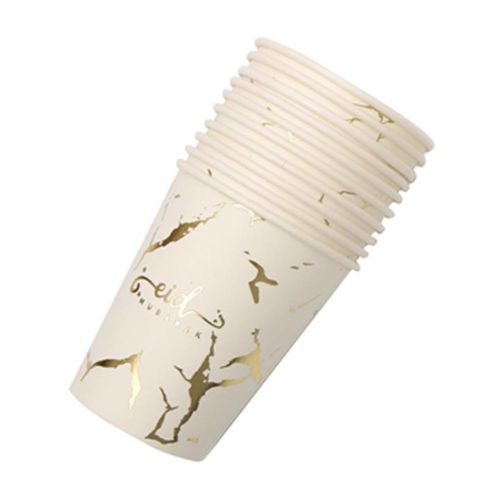 10 pack of Eid Mubarak Paper Cups | White Marble
