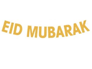 Eid Mubarak Glitter Single Letter Flags | Gold