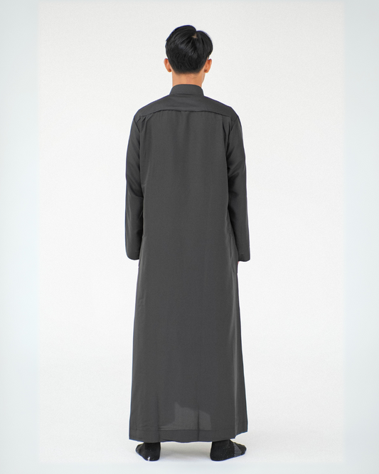 Long Sleeve Collar Thobe | Black