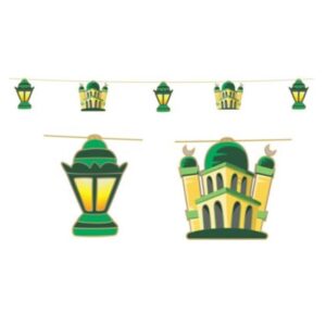 Lanterns Hanging Display | Green & Gold