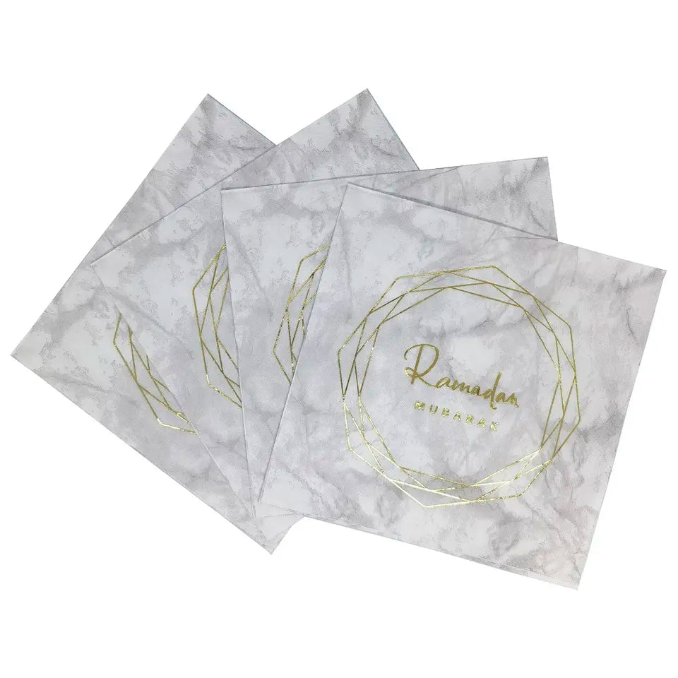 20 pack of Ramadan Mubarak Napkins | Marble and Gold