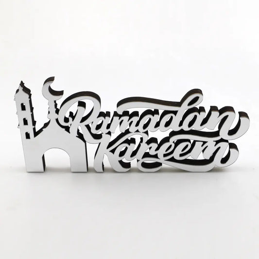 Ramadan Kareem Acrylic Stand - Mosque Silver